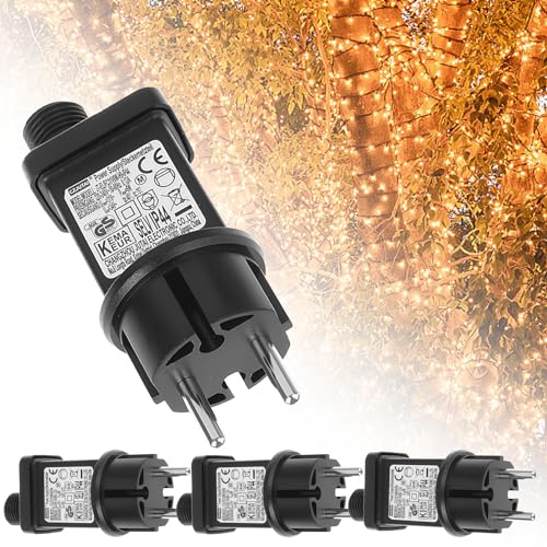 Nizirioo 31V 6W LED Netzteil: 4 Stück Transformator Treiber mit Timer + Speicherfunktion + 8 Modi, IP44 Weihnachtslichter Adapter für Weihnachtslicht, Eiszapfenlichter, Lichterkette von Nizirioo