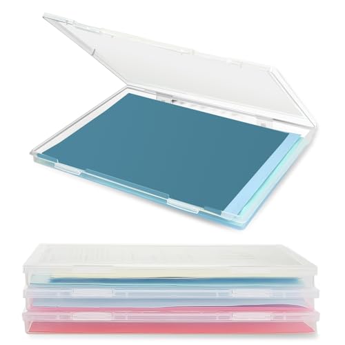 Nizirioo 4 Stück Tragbare Archivbox A4 Transparente Organizer-Box, Stapelbare Multifunktionale Bürobedarf Aufbewahrungsbox für Dokumente, Briefe, Sammelalben, Zeitschriften(30.5 * 22.3 * 2.2CM) von Nizirioo