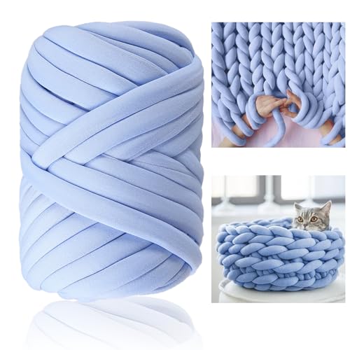 Nizirioo DIY Sperrige Armstricken Wolle: 500g Roving Garn zum Handstricken Häkeln, Hand Chunky Strickdecke Decke Garn, Strickgarn Grob Gestrickte Kuscheldecke für Klobig Sticken Werfen Decke (Blau) von Nizirioo