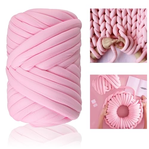 Nizirioo DIY Sperrige Armstricken Wolle: 500g Roving Garn zum Handstricken Häkeln,Hand Chunky Strickdecke Decke Garn,Strickgarn Grob Gestrickte Kuscheldecke für Klobig Sticken WerfenDecke (Rosa) von Nizirioo