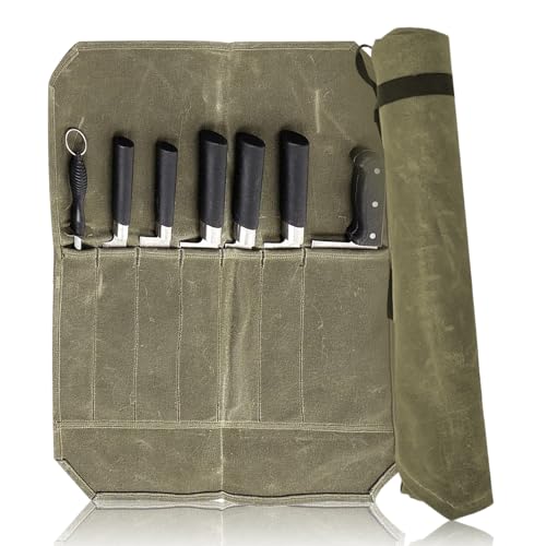 Nizirioo Messertasche, Messer-Rolltasche, Kochmesser Rolltasche Mit 7 Fächern, Kochmesserrolle Messerkoffer Messeraufbewahrung Multifunktionale Werkzeugrolltasche Für Camping Wandern Freizeit von Nizirioo