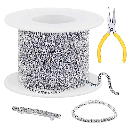 Nizirioo Strasssteine Klaue Kette, Strass Borte Band, 10m 2mm Kristall Rhinestones Diamant Strassband Strasskette Diamond Ribbon Band Glitzerband Für Schmuck Nähen Handwerk Diy Dekor - Silber von Nizirioo