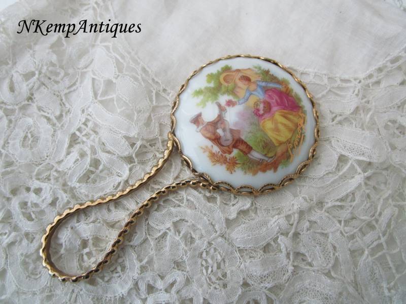 Alte Limoges Handmirror von Nkempantiques