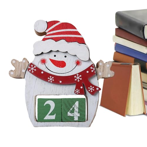 Adventskalender mit Schneemann und Elch, Weihnachts-Adventskalender 2024, stabiler Holz-Adventskalender, dekorative Countdown-Kalender für Weihnachten, Event, Heimdekoration, mehrfarbig von Nkmujil