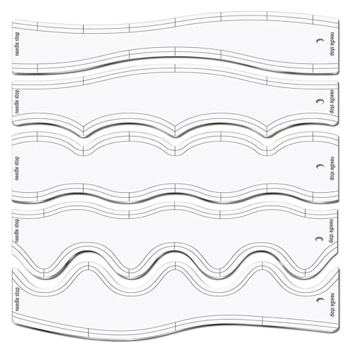 Lineal mit gerader Kante, Wellenkantenlineal, Wellensteppvorlage, präzises Kantensteppen, Quiltwerkzeug-Set, tragbares Werkzeug-Set, Quilt-Vorlage, Handwerk, professionelle Quilt-Werkzeuge von Nkmujil