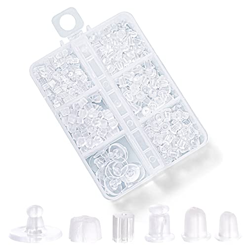 Nkwuire Silikon-Ohrring-Verschlüsse für Ohrstecker, 600 Stück, transparent, weich, Ohrring-Verschlüsse, hypoallergen, Kunststoff, Gummi, Clutch-Stopper, Ohrstecker, Creolen von Nkwuire