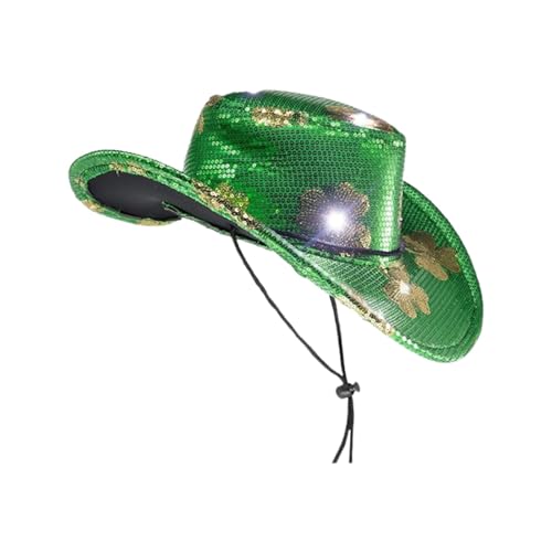 Nlaayong Cowboyhut mit Pailletten Cowgirl-Hut rosafarbener Cowgirlhut Kappen st.patricks day accessories saint patricks day accessoires Kostüm für Cosplay Bühnenaufführungshut Partyhut Tuch von Nlaayong