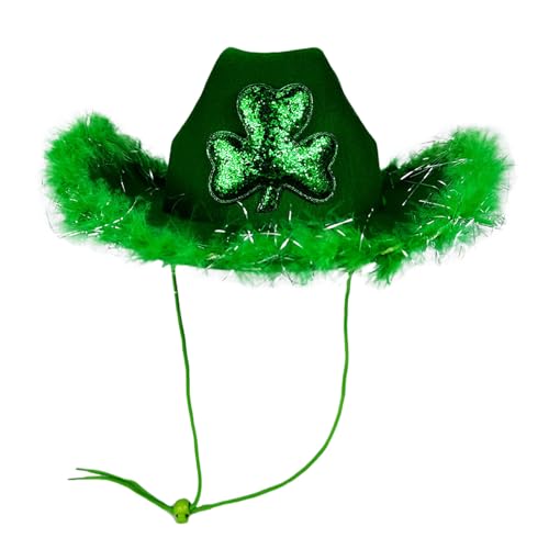 Nlaayong St. Patrick's Day Hut mit Kleeblatt Hut Leprechaun Grüne Kopfbedeckung mit irischem Kleeblatt Zylinder Hut grün Kleeblatt-Hut Faschingskostüme St Patrick's Day Kostüm von Nlaayong