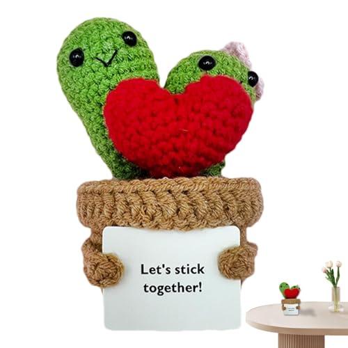 Nmkeqlos Gehäkelte Kaktuspuppe, emotionaler Unterstützungskaktus, Positive Mini-Häkelstrickpuppe, Lustiger - aus Baumwollgarn für Ostern, Valentinstag, Einweihungsfeier, Weihnachten, von Nmkeqlos