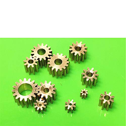 NO LOGO WJN-Motor, 11 Größen Messing Welle Gears Metall Motor Zähne Kupfer Achse Gears Sets 1mm 2mm Loch-Durchmesser DIY Hubschrauber Roboter-Spielwaren (Farbe : 5pcs of Gears, Größe : 102A) von No Logo