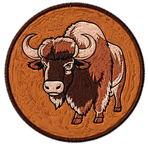 Buffalo Aufnäher zum Aufbügeln für Kleidung, Rucksäcke, Taschen, Jeans, Jacken, Größe 7,6 cm, ID45095 von No Thorns Media