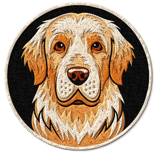 Golden Retriever Aufnäher zum Aufbügeln für Kleidung, Rucksäcke, Taschen, Jeans, Jacken, Größe 7,6 cm, ID45095 von No Thorns Media