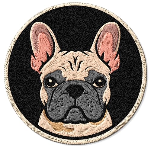 ID45095 Aufnäher mit französischer Bulldogge, bestickt, zum Aufbügeln, für Kleidung, Rucksäcke, Taschen, Jeans, Jacken, Größe 7,6 cm von No Thorns Media