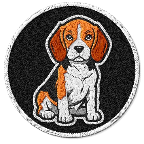 ID45095 Beagle-Aufnäher, bestickt, zum Aufbügeln, für Kleidung, Rucksäcke, Taschen, Jeans, Jacken, Größe 7,6 cm von No Thorns Media