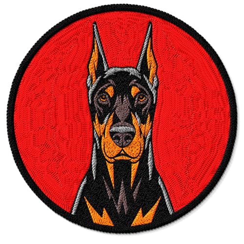 ID45095 Dobermann-Aufnäher, bestickt, zum Aufbügeln, für Kleidung, Rucksäcke, Taschen, Jeans, Jacken, Größe 7,6 cm von No Thorns Media