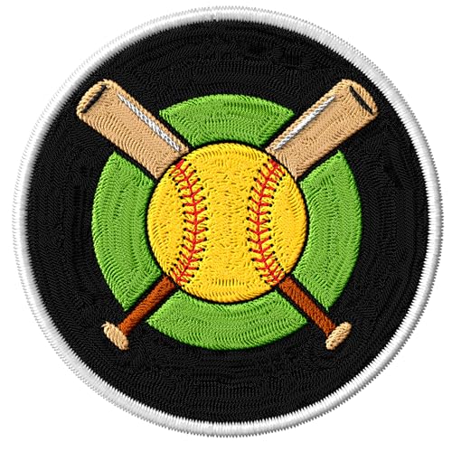 ID45095 Softball-Aufnäher, bestickt, zum Aufbügeln, für Kleidung, Rucksäcke, Taschen, Jeans, Jacken, Größe 7,6 cm von No Thorns Media