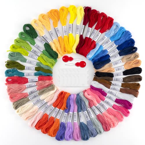 50 Farben Stickgarn set, Embroidery Floss Multifarben Weicher Polyester Perfekt für Armbänder Knüpfen Stickerei Basteln Crafts Arts Kreuzstich, 8m, 6fädig, Threads Nähgarne Häkeln von Noa Home Deco