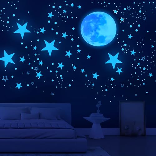 Leuchtsterne Kinderzimmer Leuchtsterne Selbstklebend 629 Stück Sternenhimmel Aufkleber Kinderzimmer Deko Sternenhimmel Kinderzimmer Junge Wandsticker Selbstklebend Mädchen Babyzimmer Deko, Blau von Noa Home Deco