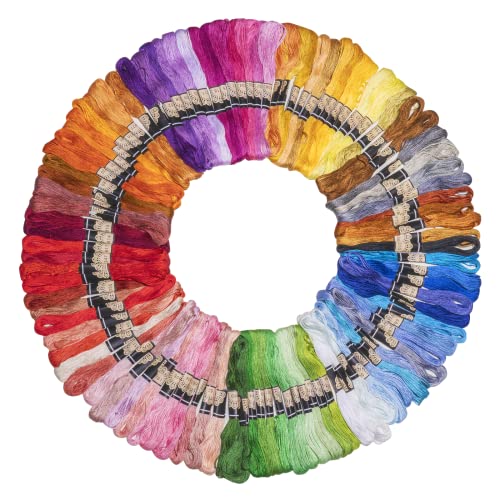 Noa Home Deco Stickgarn Embroidery Floss Multifarben Weicher Polyester Perfekt für Bracelets Stickerei Basteln Crafts Set Arts Kreuzstich, 8m, 6fädig, Threads Nähgarne Häkeln (100 Farben) von Noa Home Deco