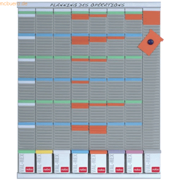 Nobo Wochenplaner Set für T-Karten Gr. 3 Aluminium 8 Spalten/54 Fächer von Nobo