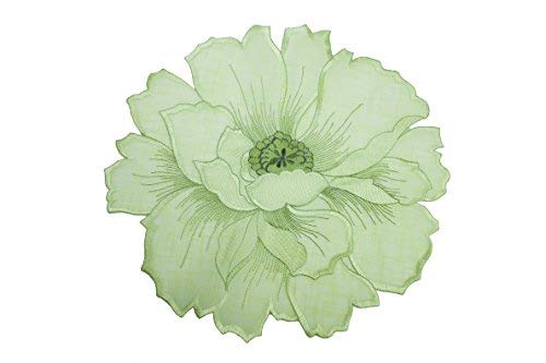 Gesticktes Pfirsichblumenmuster, grün, rundes Deckchen oder Deckchen, 29,5 cm (10 Stück) von Nobrand