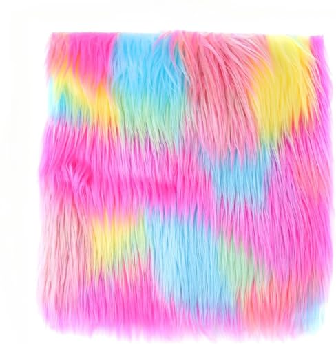 4 Piece Faux Fur Fabric 25 x 25 cm Fur Fabric Faux Fur Plush Fabric Faux Fur Square Patch for Faux Fur Crafts Gnome Costume Camera Floor Decoration Mat Faux Leather Fur Fabric (Regenbogenblock) von Nocyclonic