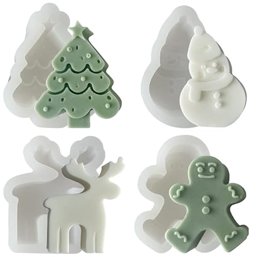 Christmas Silicone Mould, Christmas DIY Silicone Candle Mould, Christmas Tree Candle Mould, Kleiner Schneemann，Gingerbread Man, Mould Candle Mould (Set of 4) von Nocyclonic