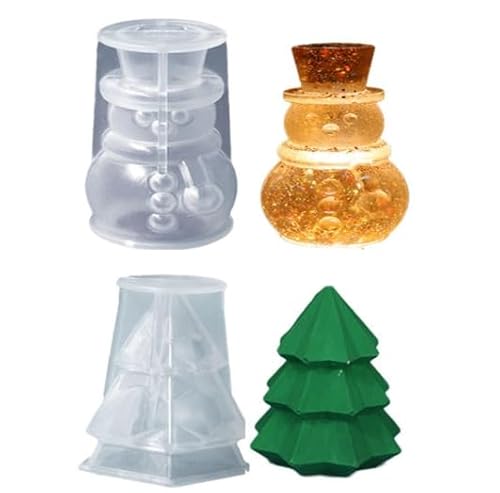 Christmas Silicone Moulds Casting Moulds Silicone Mould Candle Holder 3D Silicone Christmas Tree，Silicone Moulds Casting Moulds Christmas，Christmas DIY Silicone Candle Mould (Set of 2 A) von Nocyclonic