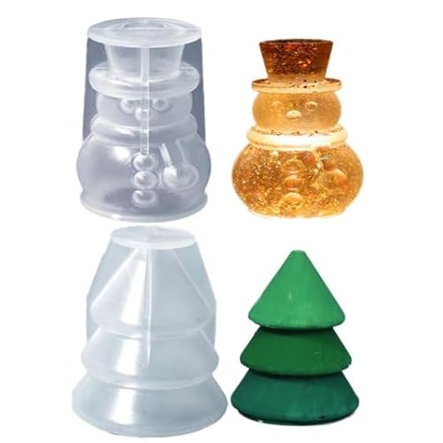 Christmas Silicone Moulds Casting Moulds Silicone Mould Candle Holder 3D Silicone Christmas Tree，Silicone Moulds Casting Moulds Christmas，Christmas DIY Silicone Candle Mould (Set of 2 D) von Nocyclonic