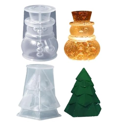 Christmas Silicone Moulds Casting Moulds Silicone Mould Candle Holder 3D Silicone Christmas Tree，Silicone Moulds Casting Moulds Christmas，Christmas DIY Silicone Candle Mould (Set of 2 E) von Nocyclonic