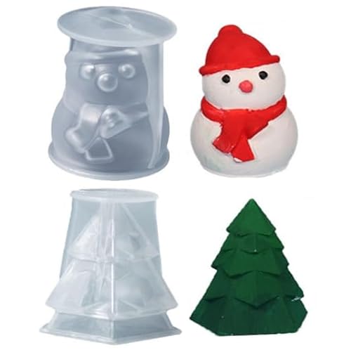 Christmas Silicone Moulds Casting Moulds Silicone Mould Candle Holder 3D Silicone Christmas Tree，Silicone Moulds Casting Moulds Christmas，Christmas DIY Silicone Candle Mould (Set of 2 F) von Nocyclonic