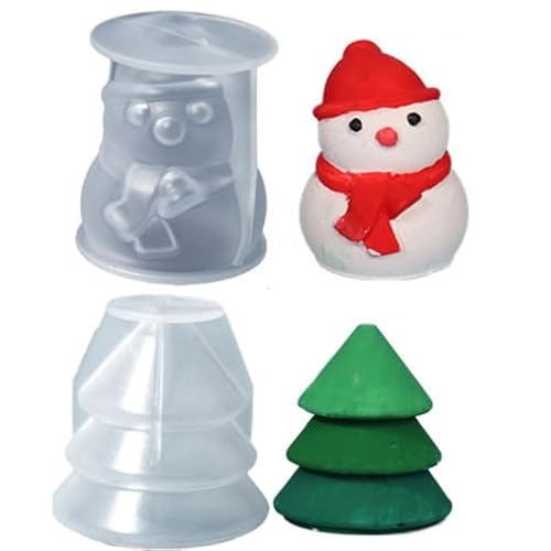 Christmas Silicone Moulds Casting Moulds Silicone Mould Candle Holder 3D Silicone Christmas Tree，Silicone Moulds Casting Moulds Christmas，Christmas DIY Silicone Candle Mould (Set of 2 G) von Nocyclonic