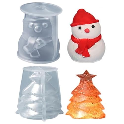 Christmas Silicone Moulds Casting Moulds Silicone Mould Candle Holder 3D Silicone Christmas Tree，Silicone Moulds Casting Moulds Christmas，Christmas DIY Silicone Candle Mould (Set of 2 H) von Nocyclonic