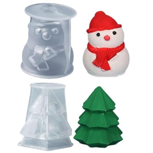 Christmas Silicone Moulds Casting Moulds Silicone Mould Candle Holder 3D Silicone Christmas Tree，Silicone Moulds Casting Moulds Christmas，Christmas DIY Silicone Candle Mould (Set of 2 I) von Nocyclonic