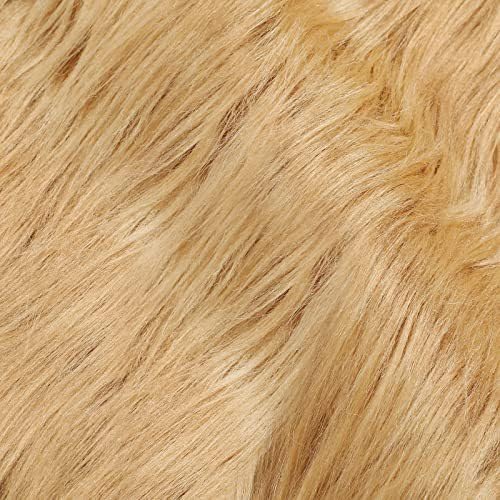 Nocyclonic 4 Piece Faux Fur Fabric 25 x 25 cm, Shaggy Fur Fabric Patches, Fur Fabric Cuts Fluffy, Faux Fur Fabric Square, Fur Patches, for Cosplay Costume Craft Supply Decoration (Khaki) von Nocyclonic