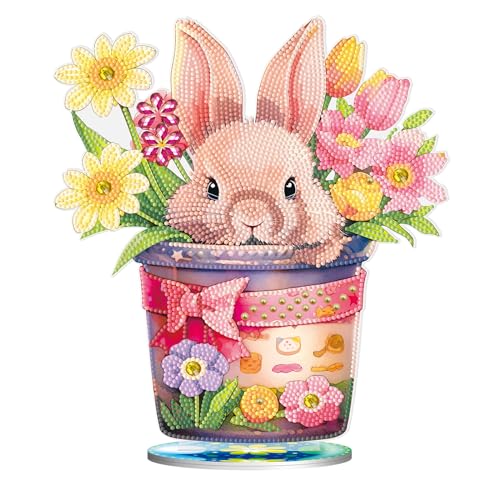 Nocyclonic Diamond Painting Rabbit, Easter DIY Diamond Painting Set, Craft Applique Mosaic Rabbit Easter Eggs Rhinestone Crystal Decoration Gift (B) von Nocyclonic