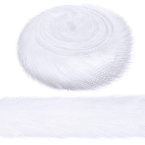 Nocyclonic Faux Fur Fabric Fluffy 2 Pieces Fluffy Craft Shaggy Synthetic Plush Patch Sewing Fur Cuts for DIY (5cm x 1.5m) (Weißes langes Haar) von Nocyclonic