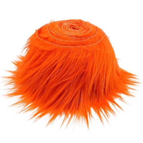 Nocyclonic Kunstpelzstoff vorgeschnittene Streifen Kunstpelz Band Fellstoff, 5x150cm zotteliger Kunstfell BordüreHeimwerkerbedarf Cosplay-Kostüme Dekoration Zwergenbart (orange,2Stück) von Nocyclonic