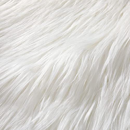 Nocyclonic Pack of 4 Faux Fur Fabric 25 x 25 cm, Shaggy Fur Fabric Patches, Fur Fabric Cuts Fluffy, Faux Fur Fabric Square, Fur Patches, for Faux Fur Decoration Mat Faux Leather Fur Fabri (weiß) von Nocyclonic