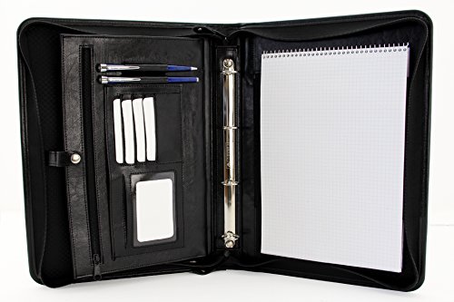 PU Business Leder Portfolio A4 Präsentationspadfolio A4 Konferenzmappe Ringbuch Organizer (schwarz) von Noda