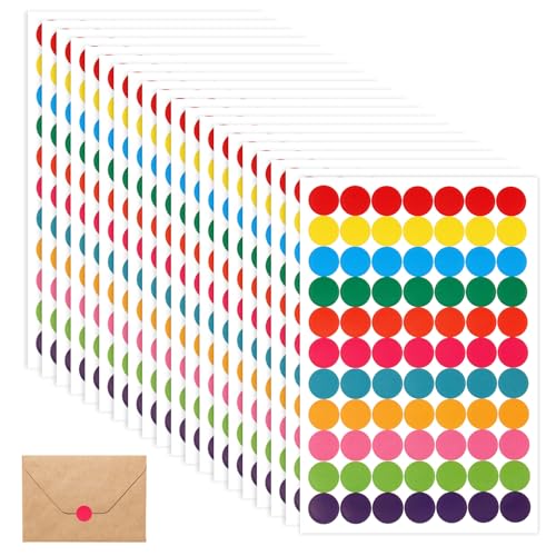 1540 Stück Klebepunkte Bunt, 12mm Runde Punktaufkleber Klebepunkte Etiketten Markierungspunkte, Selbstklebende Aufkleber für Büro Zuhause Schule Basteln (10 Farben) von Nodcows
