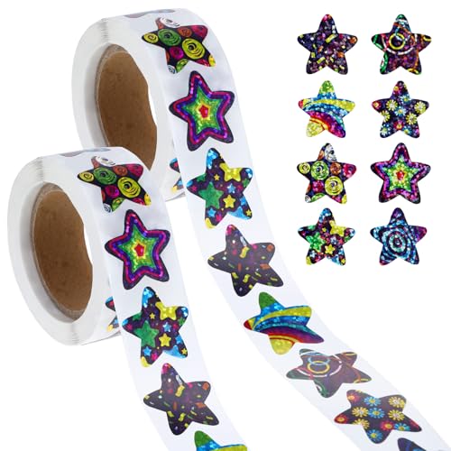 Nogeqi 1000 Stück Stern Sticker Glitzer, Klein Aufkleber Sterne, Sticker Sterne Sternaufkleber zur Belohnung Star Stickers Farbige Bunt für Kinder Diy Scrapbooking von Nogeqi