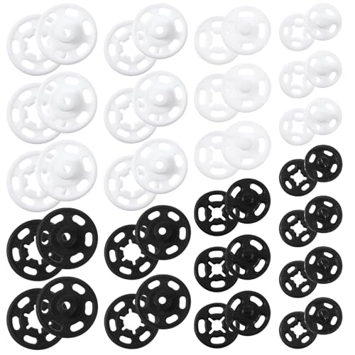 Nogeqi 120 Stück Druckknöpfe Zum Annähen, Weiß Druckknöpfe Kunststoff Schwarz 7 mm 13 mm 15 mm 20 mm Druckknopf, Plastic Sew-On Snap Buttons für Diy Handwek Nähen Von Kleidung von Nogeqi