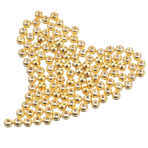 Nogeqi 120 Stück Glatte Perlen Gold 4mm, Kupfer Goldene Perlen Quetschperlen Gold, Perlen Gold Set für Armbänder Messingperlen zum Auffädeln für Schmuckherstellung, Armband, Ohrringe von Nogeqi