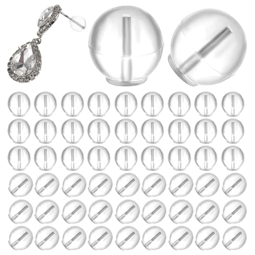 Nogeqi 200 Stück Ohrring Verschluss Silikon Ohrring Stecker Verschluss Ohrringe Verschluss Hypoallergen Ohrringverschlüsse Transparent Ohrring Stopper für Ohrstecker Ohrringe Hakenohrringe von Nogeqi