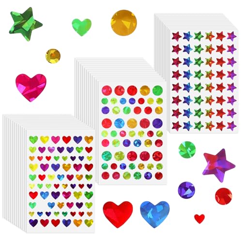 Nogeqi 3420 Stück Sticker Glitzer, Herz Sticker, Sticker Sterne Glitzer, Aufkleber Rund, Mini Sticker, Lehrer Belohnung Basteln Etiketten, Für Klassenzimmer Büro Diy Lehrer Belohnung Kalende von Nogeqi