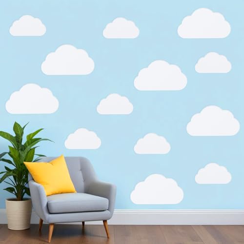 Nogeqi 44 Wolken Wandtattoo Kinderzimmer Mädchen, Wandsticker Wolken Selbstklebend Wandaufkleber Kinderzimmer Wolken Clouds Wall Stickers für Dekoration Schlafzimmer und Klassenzimmer (Weiß) von Nogeqi