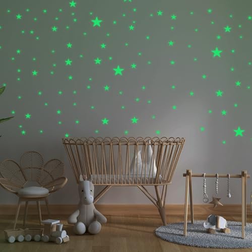 Nogeqi 500 Stück Plastik Leuchtsterne Kinderzimmer Selbstklebend, Fluoreszierende Aufkleber Sterne, Glow In The Dark Stars Leuchtende Sterne Leuchtsticker Einschlafhilfe für Decke Wandtattoo von Nogeqi