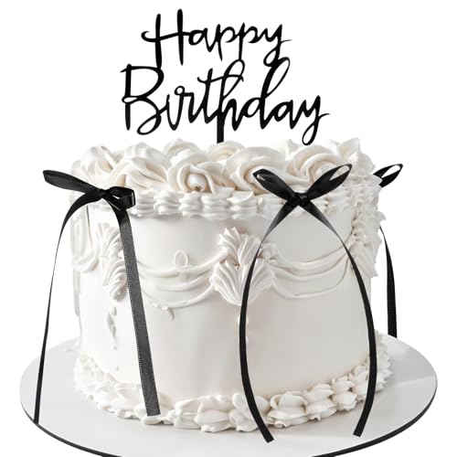 Nogeqi 7 Stück Happy Birthday Tortendeko Schwarz Cake Topper Geburtstag mit 6 Schwarze Schleifen Torten Deko, Tortendeko Geburtstag Schleife Kuchen Deko Happy Birthday Tortenstecker Nogeqi 7 Stück Happy Birthday Tortendeko Schwarz Cake Topper Geburtstag mit 6 Schwarze Schleifen Torten Deko, Tortendeko Geburtstag Schleife Kuchen Deko Happy Birthday Tortenstecker von Nogeqi