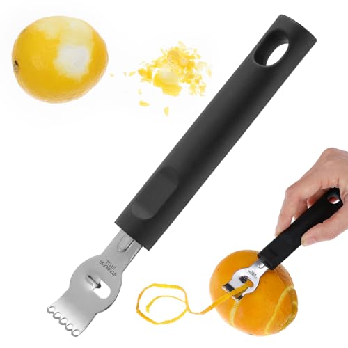 Nogeqi Edelstahl Zitronen Zestenreißer, Zitronenschäler, Zitronen Zester Schäler Orangen Zestenschneider, Handheld Zitrusfrüchte Obst Zester für Cocktails Bar Restaurant Küche Werkzeug von Nogeqi